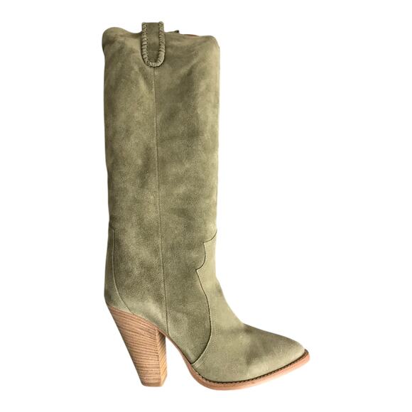 Isabel Marant Denvee Boots Wns 10 beige/Green Suede Tall Cool Girl Western - Picture 10 of 13